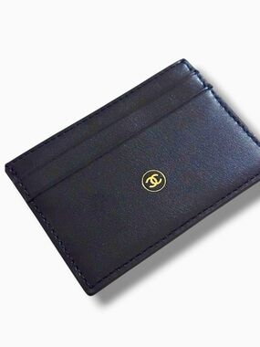 CHANEL Parfum Cardholder Bleu De Chanel Navy Blue & Gold Wallet & Chanel Box
